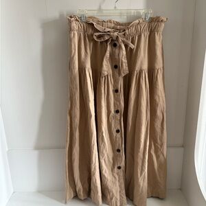 Universal Thread Beige Button-Front A-Line Skirt